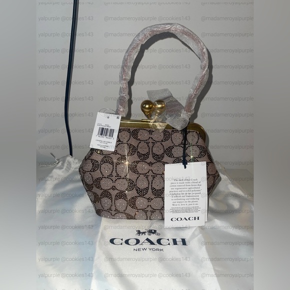 Coach Kisslock Small Frame Bag 16 In Crystal Signature Jacquard - Picture 5 of 8